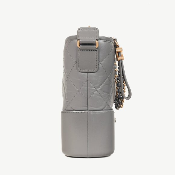 Chanel Gabrielle Quilted Hobo Aged Calfskin Grey Leather Crossbody Shoulder Bag - Picture 3 of 12
